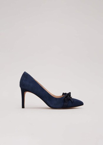 Phase Eight Suede Bow Front Court Heels Navy USA | 3219578-LW